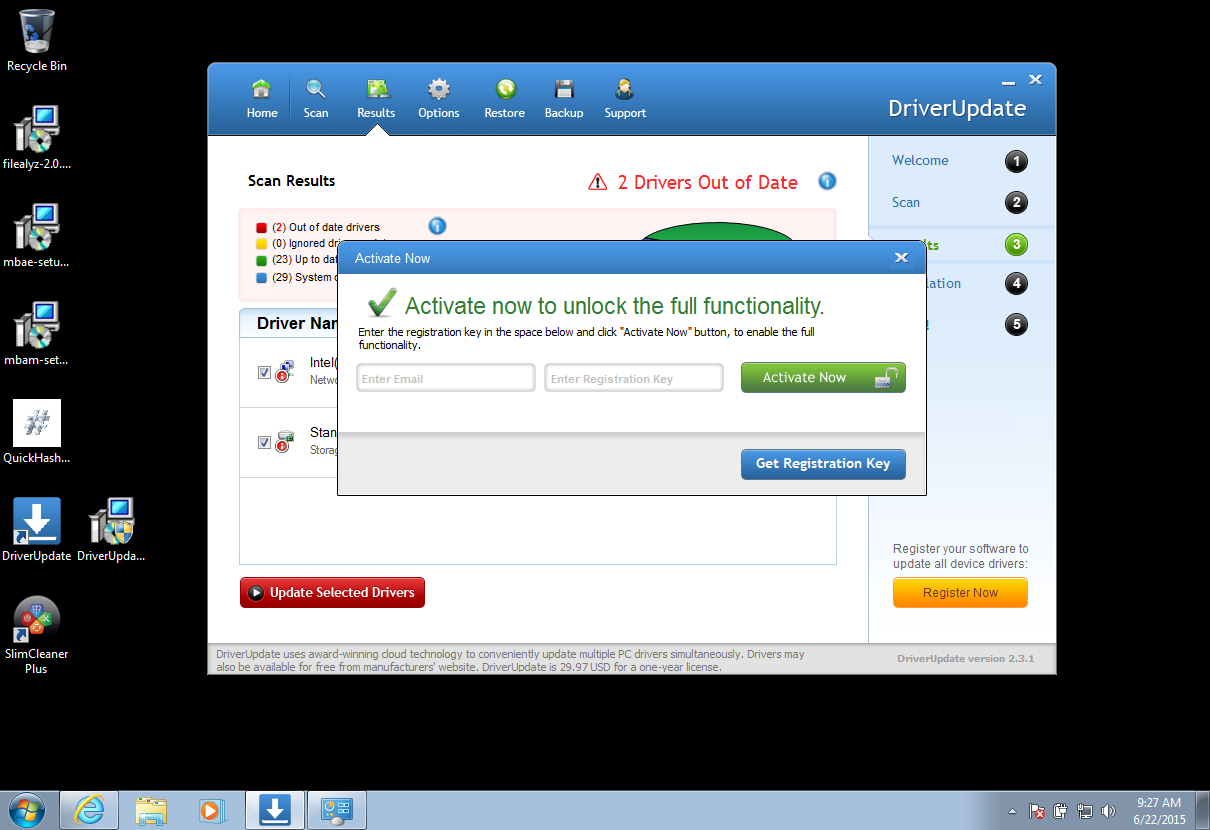 slimware driver updater registration key